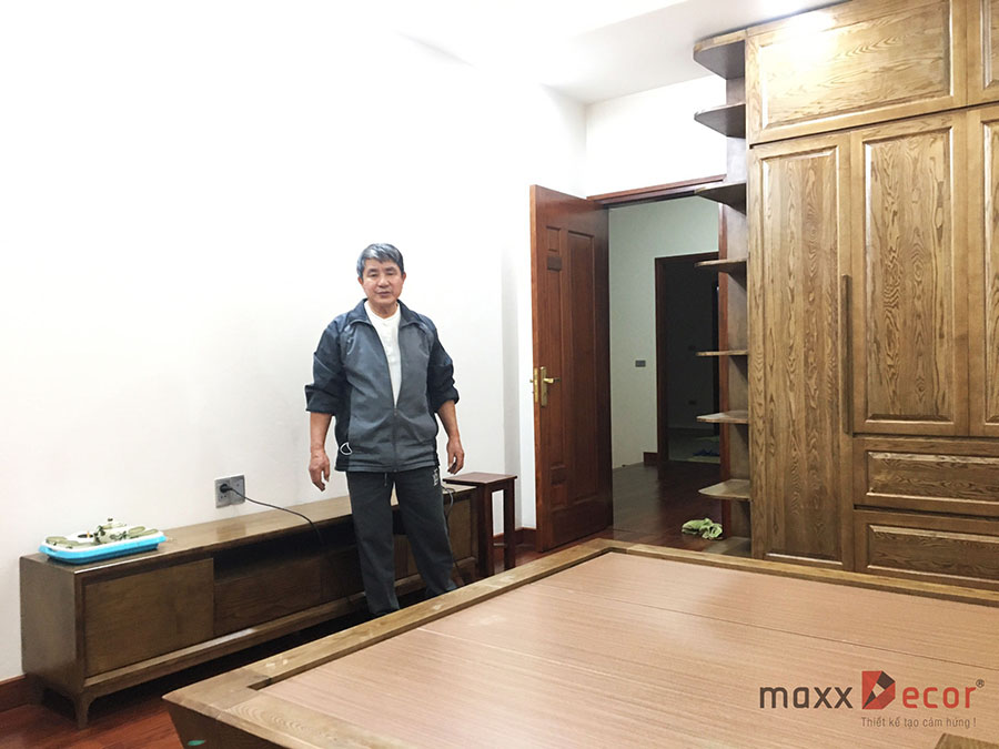 Hoàn thiện nội thất phòng ngủ gỗ tự nhiên đẹp sang