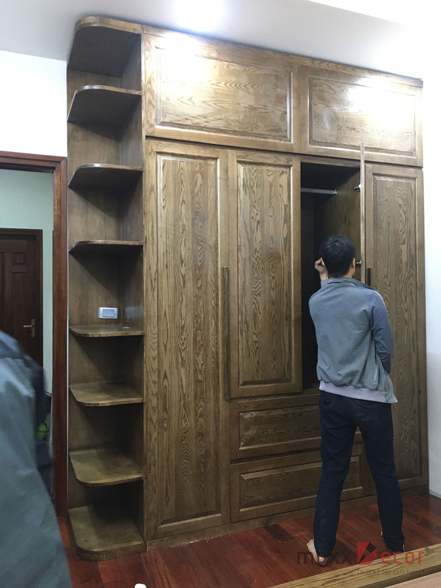 Hoàn thiện nội thất phòng ngủ gỗ tự nhiên đẹp sang