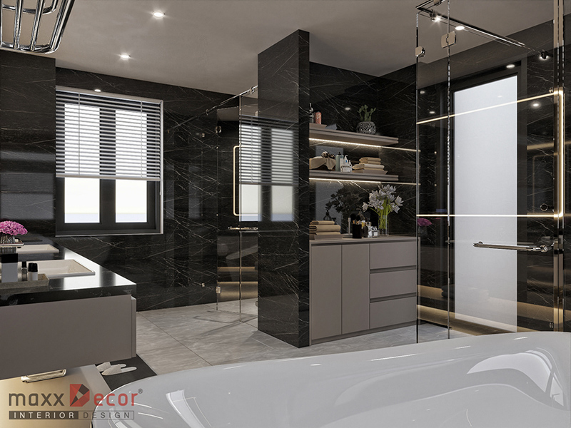 thiết kế nội thất phòng ngủ gỗ óc chó hiện đại