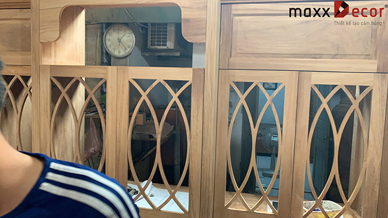 Mẫu thiết kế tủ bếp gỗ gõ đẹp hiện đại