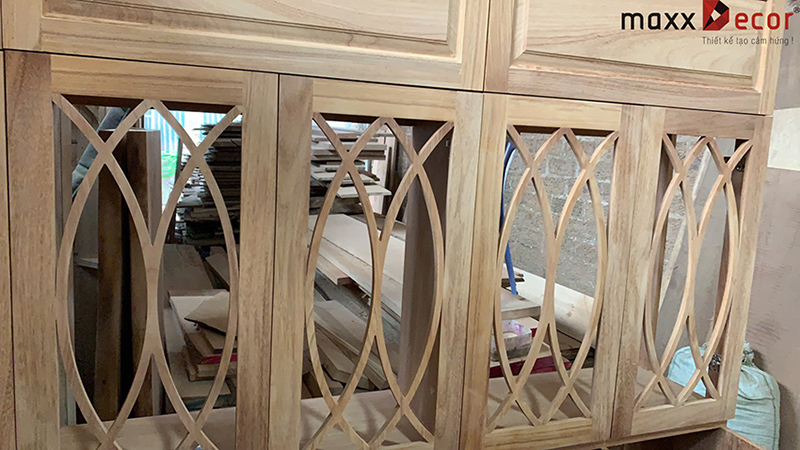 Nội thất tủ bếp gỗ gõ đẹp hiện đại