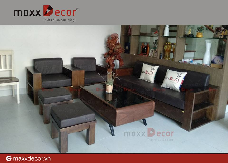 Mẫu sofa gỗ bọc nỉ hiện đại