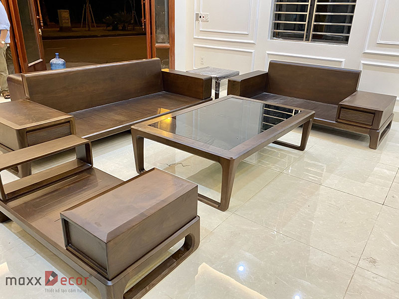 hoàn thiện nội thất gỗ óc chó biệt thự Hải Dương