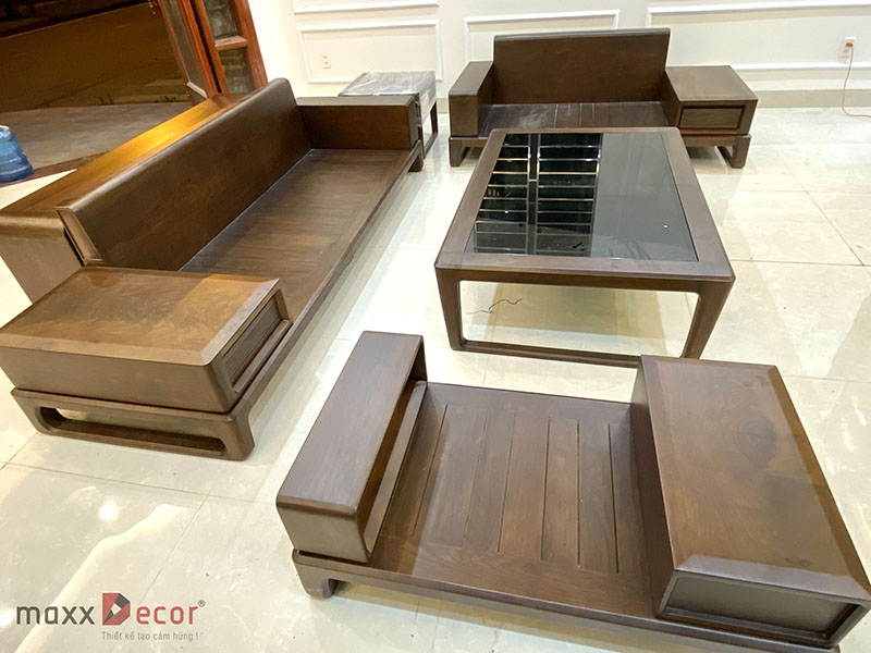 hoàn thiện nội thất gỗ óc chó biệt thự Hải Dương