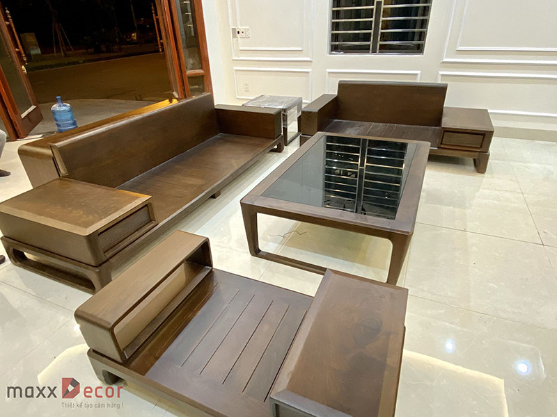hoàn thiện nội thất gỗ óc chó biệt thự Hải Dương