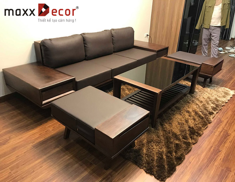 Trọn bộ nội thất phòng khách gỗ tự nhiên hiện đại