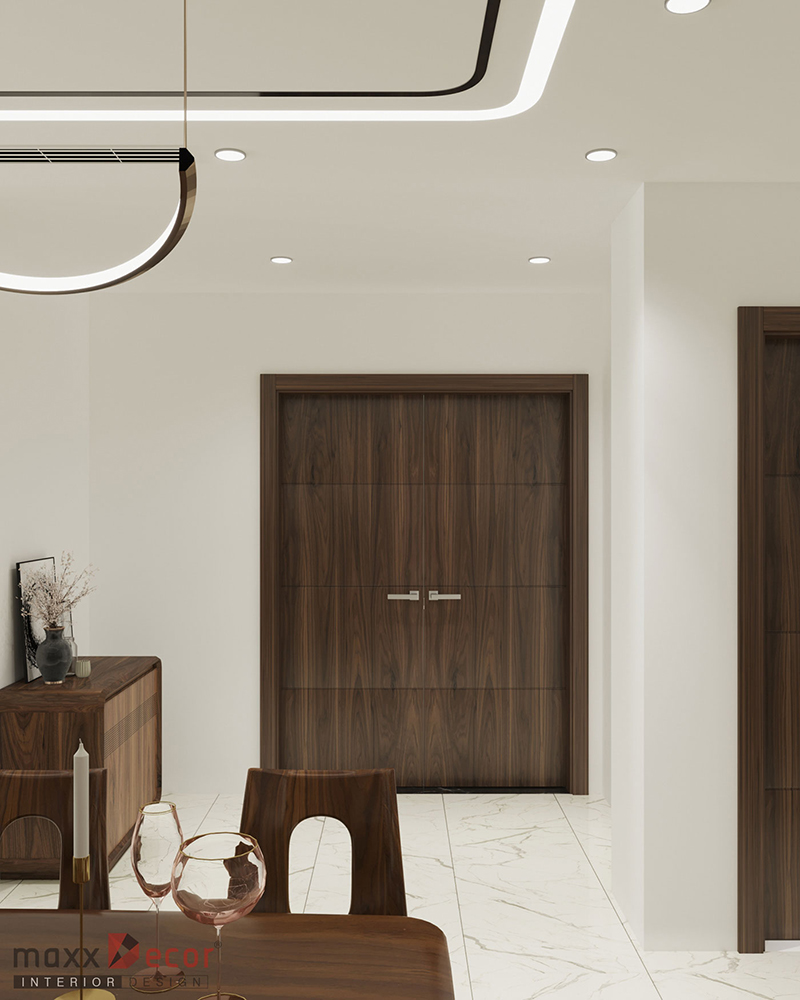Nội thất gỗ óc chó nhà phố hiện đại
