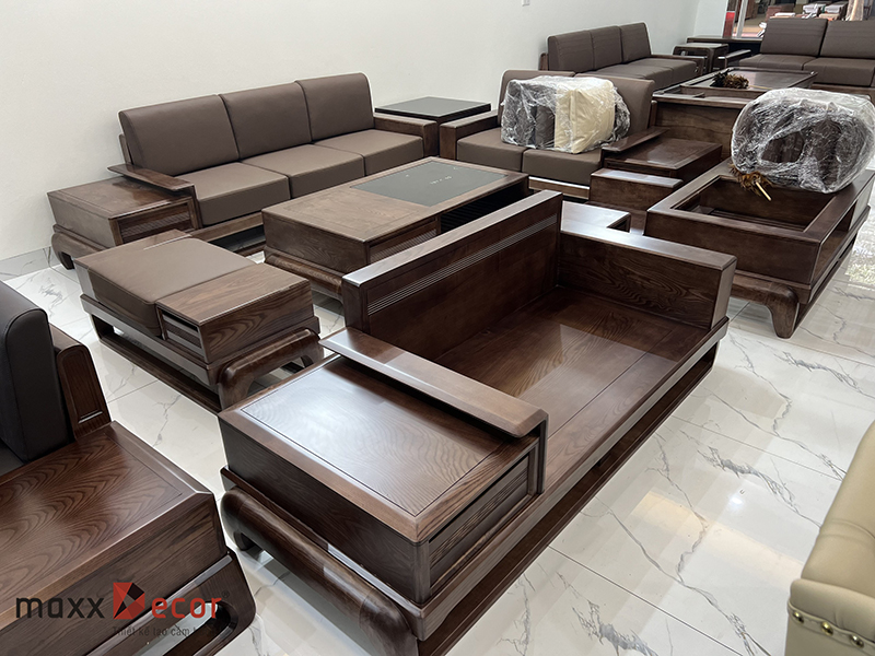 Review sofa gỗ tự nhiên cao cấp tại showroom maxxDecor